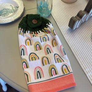 Handmade crochet topper w/towel